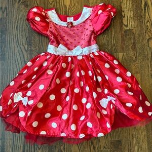 Disney Store Minnie Mouse Red Costume Dress Hearts Bows Girls 7/8